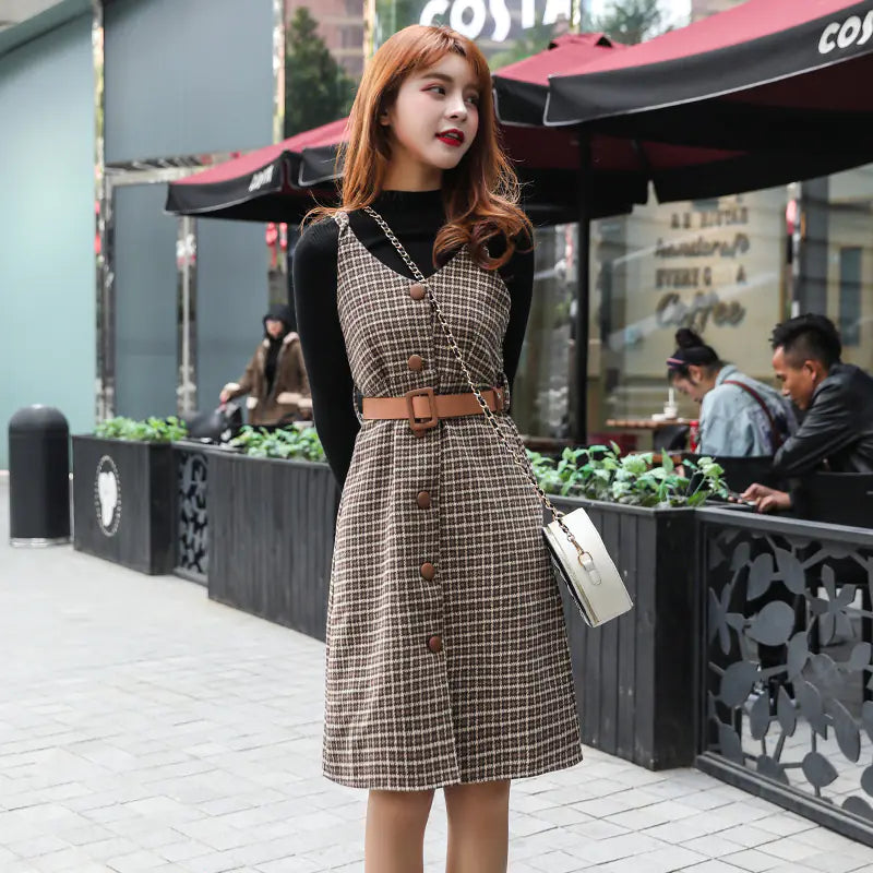 Autumn Winter Korean Style Long Sleeve Dress Set