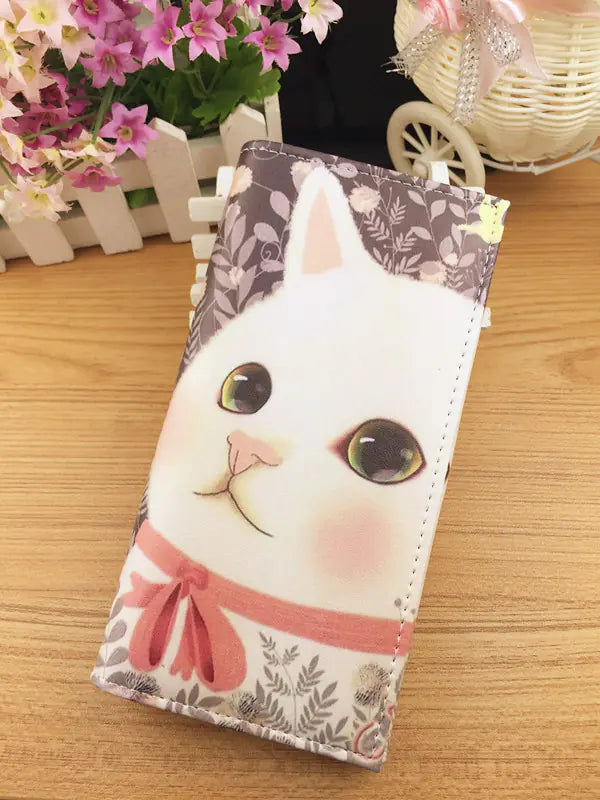 Cute Cat Long Wallet in PU Leather
