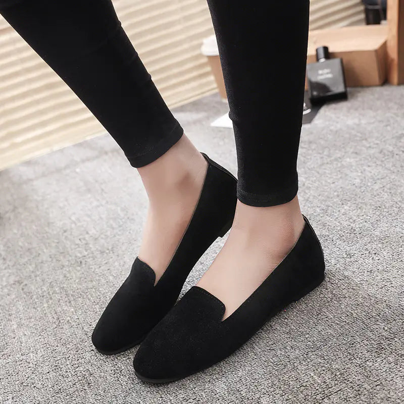Flat Round-Toe Loafers - Casual Slip-On Shoes