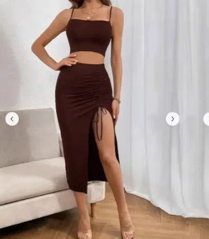 Slim Fit Split Midi Dress Set
