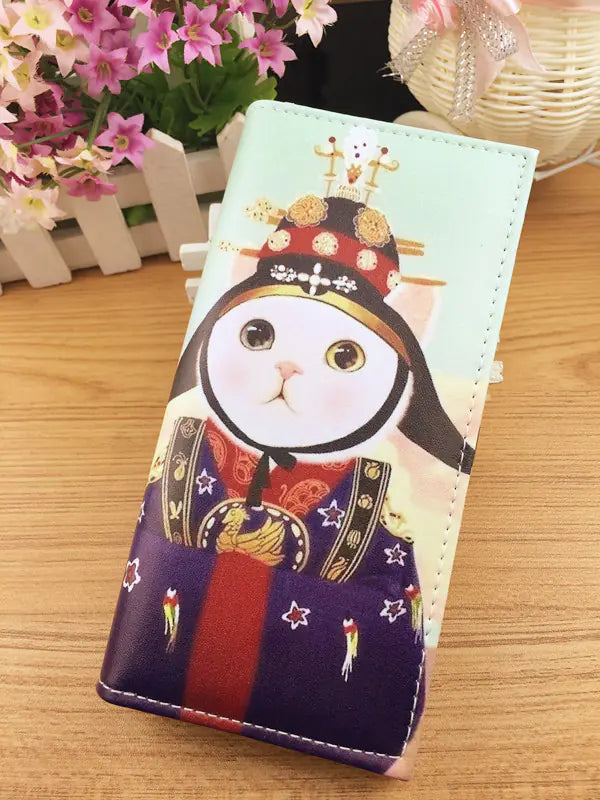 Cute Cat Long Wallet in PU Leather