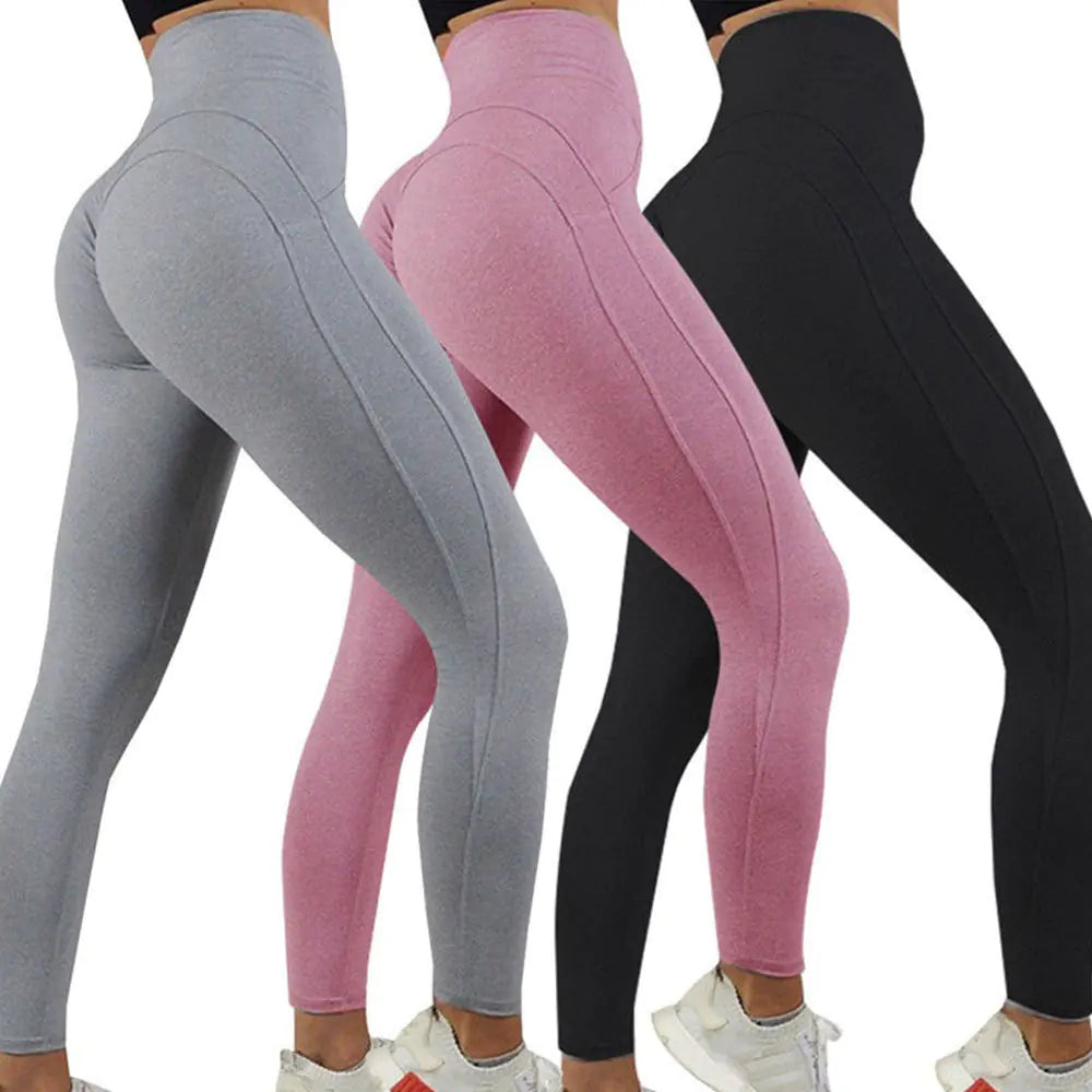 Women's High Waist Yoga Pants with V-Cross Design